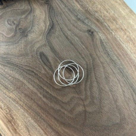 Five intertwined sterling silver rings, symbolizing the unbreakable bond between family members. Handcrafted on an 18” silver chain