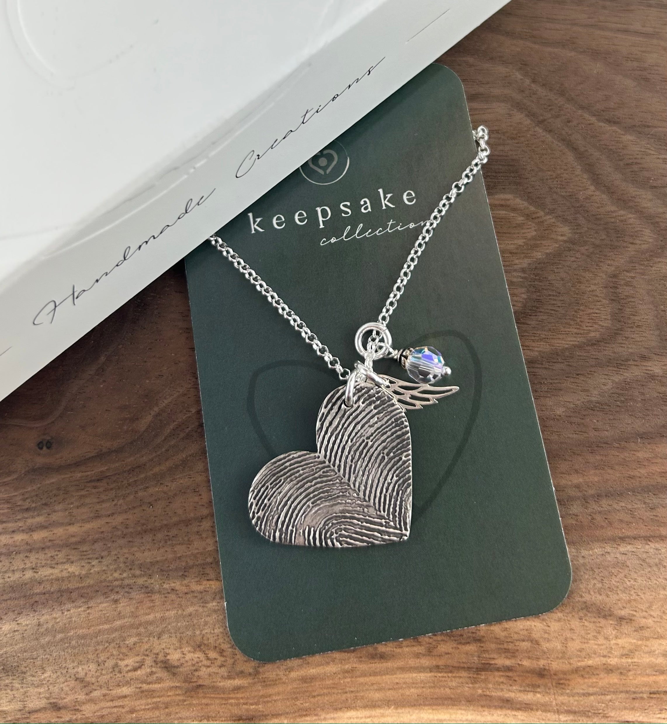 Fingerprint Heart Pendant - Paper Print