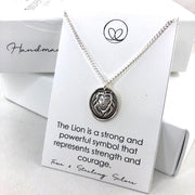 Handmade fine silver Lion pendant on an 18" sterling silver chain.  Represents strenth and courage.
